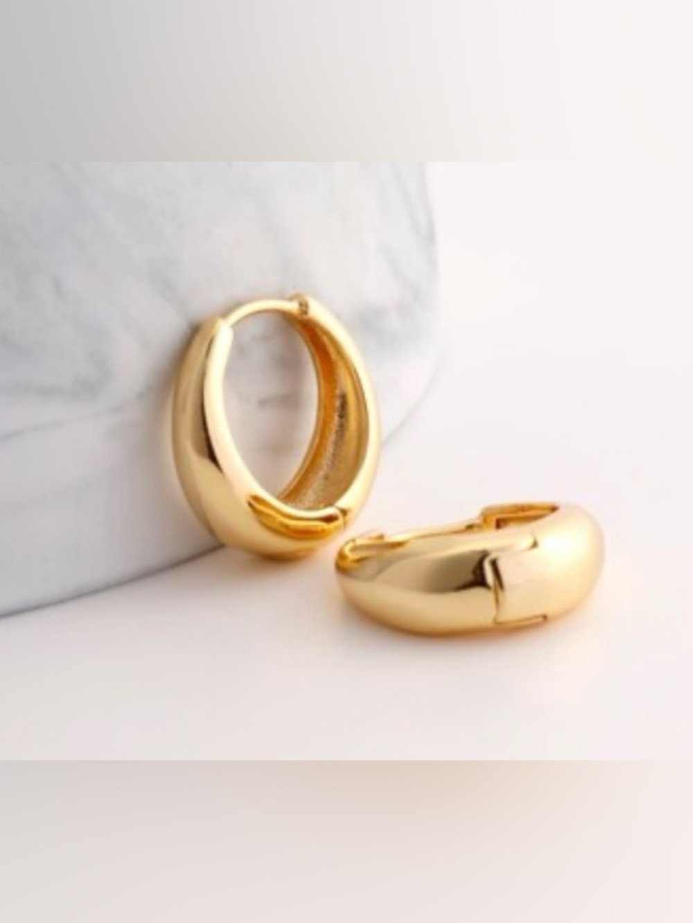 Polished Gold Plated Graduated Huggie Hoop Earrings - Women Jewelry